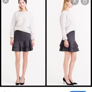 Jcrew flounce bonded wool blend skirt